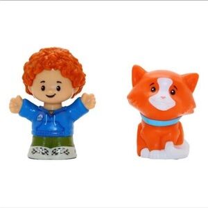 Fisher-Price Little People Pet and Owner Set - Red curly hair Boy and Orange Cat